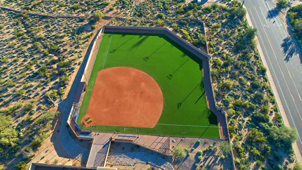 synthetic sports turf baseball field